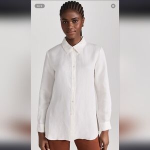 Chloe Kristyn Erin Collared Button Down Blouse Top Ivory Linen Blend $298  M
